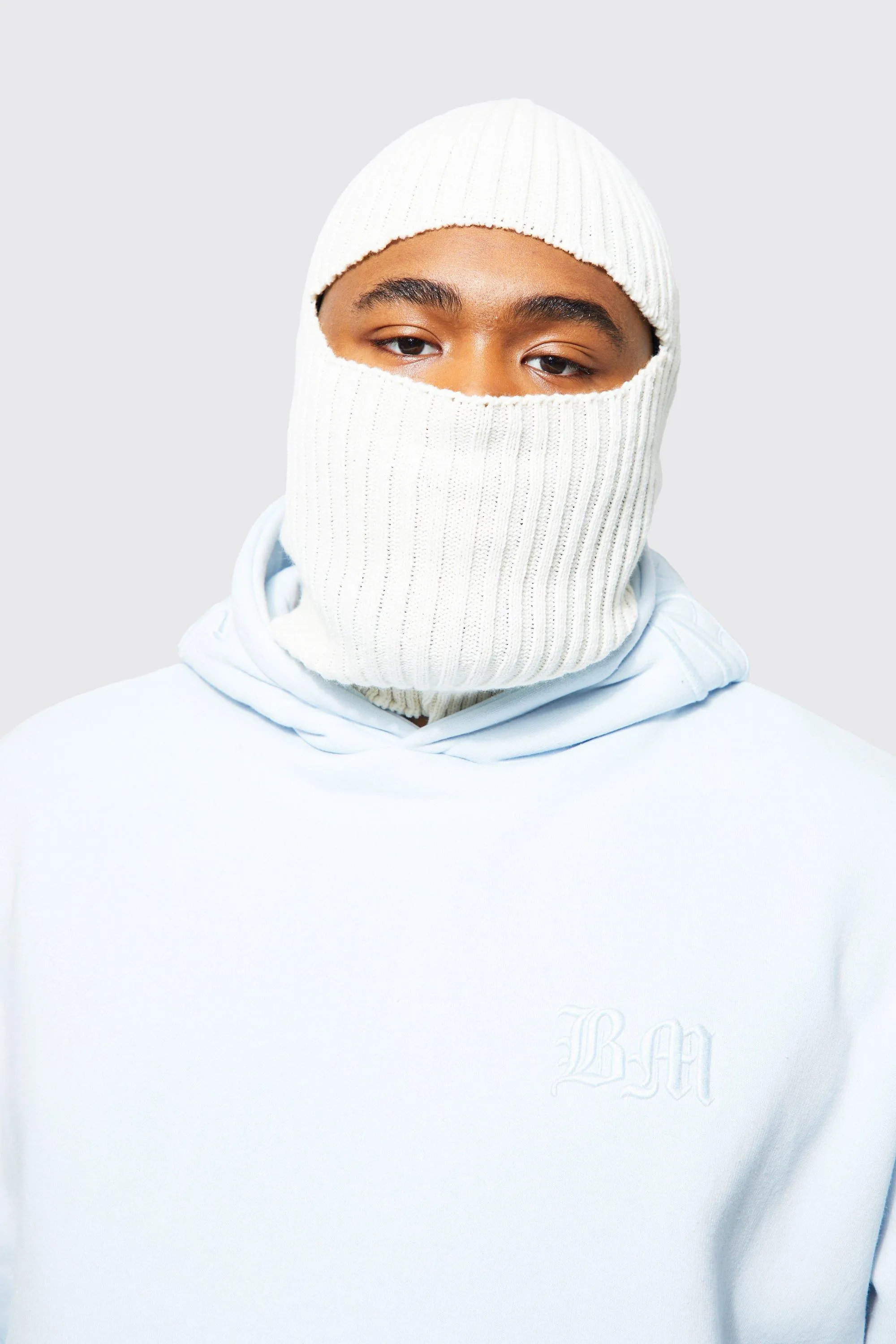 Ribbed Knitted Balaclava for Men