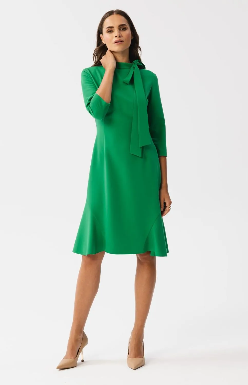 Green Tie Collar Dress