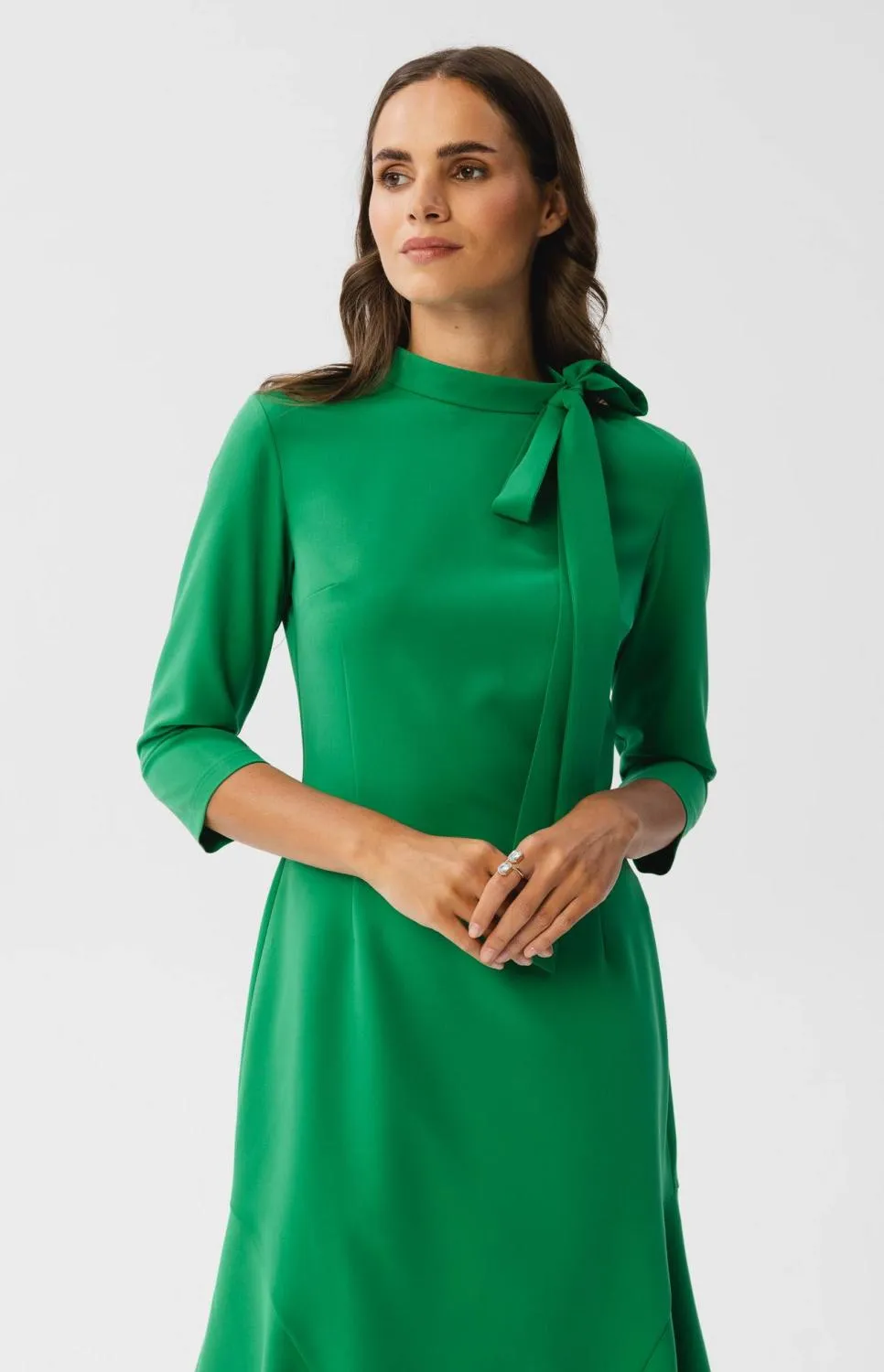 Green Tie Collar Dress