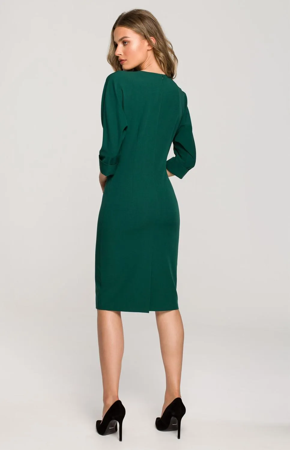 Green Batwing Sleeve Sheath Dress