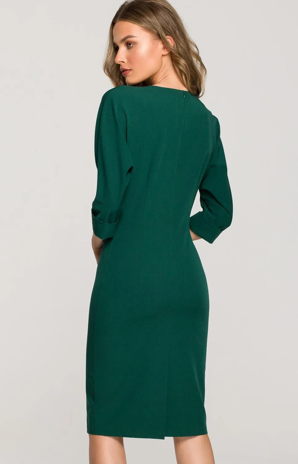 Green Batwing Sleeve Sheath Dress