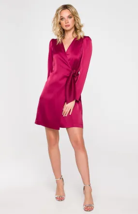 Satin Bordeaux Wallet Dress