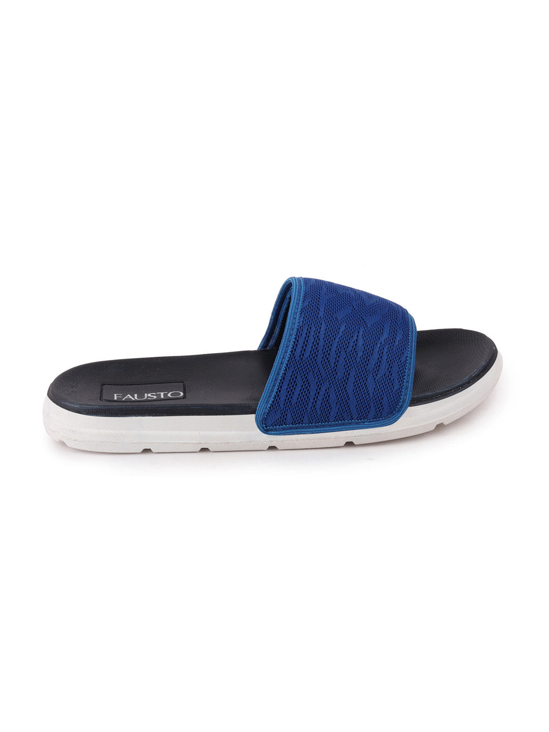 Royal blue slip-on slider flip-flops for men