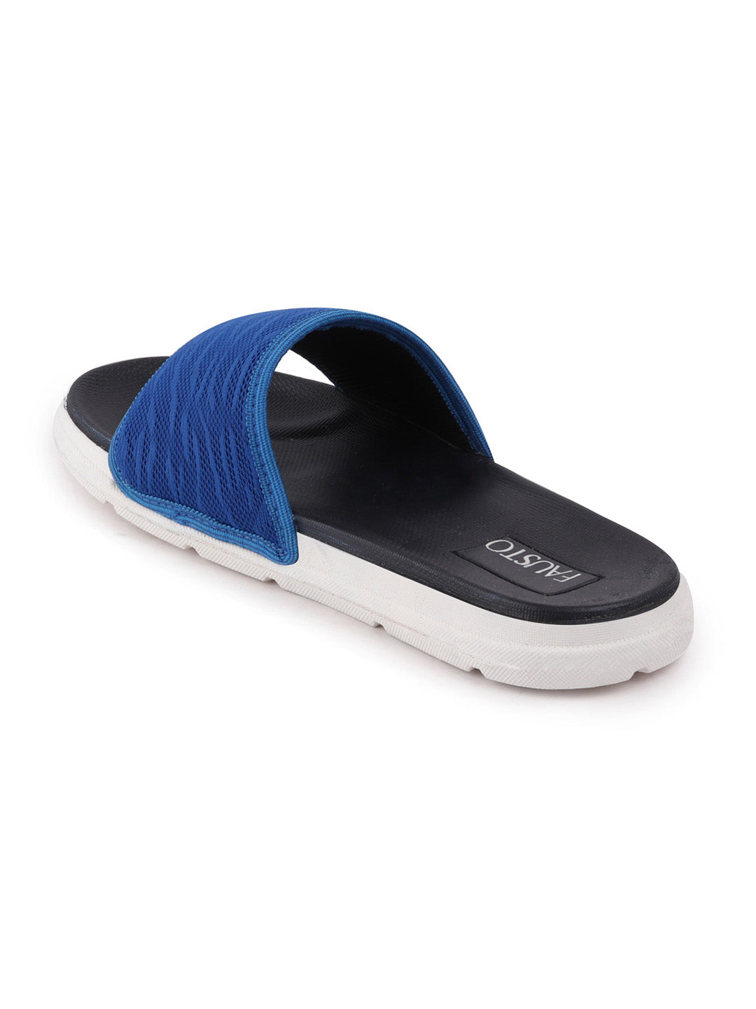 Royal blue slip-on slider flip-flops for men