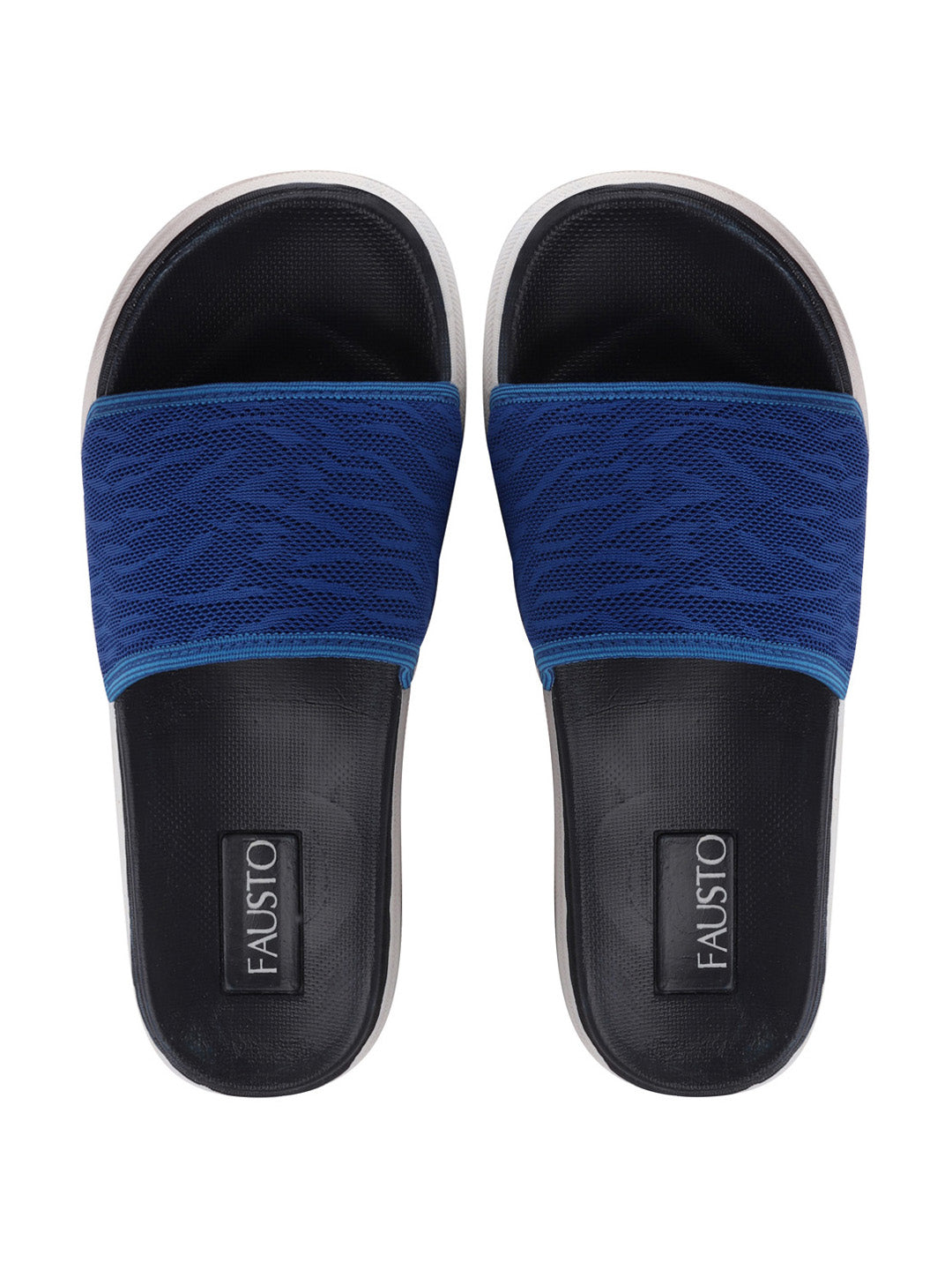 Royal blue slip-on slider flip-flops for men