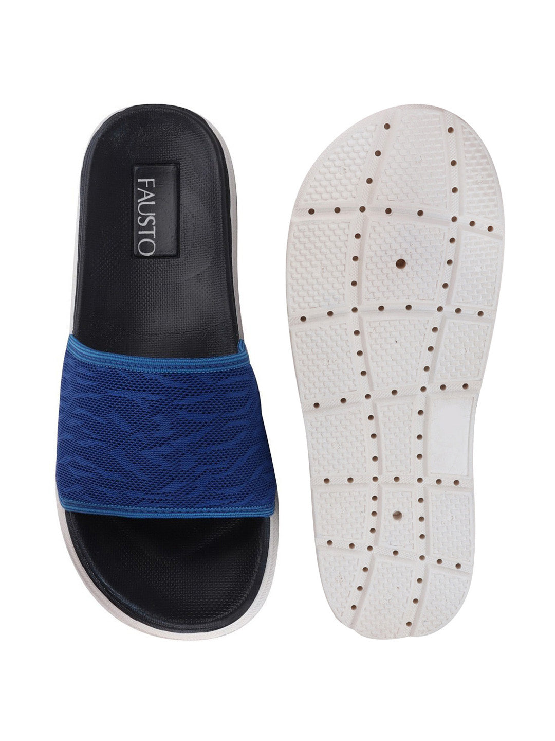 Royal blue slip-on slider flip-flops for men