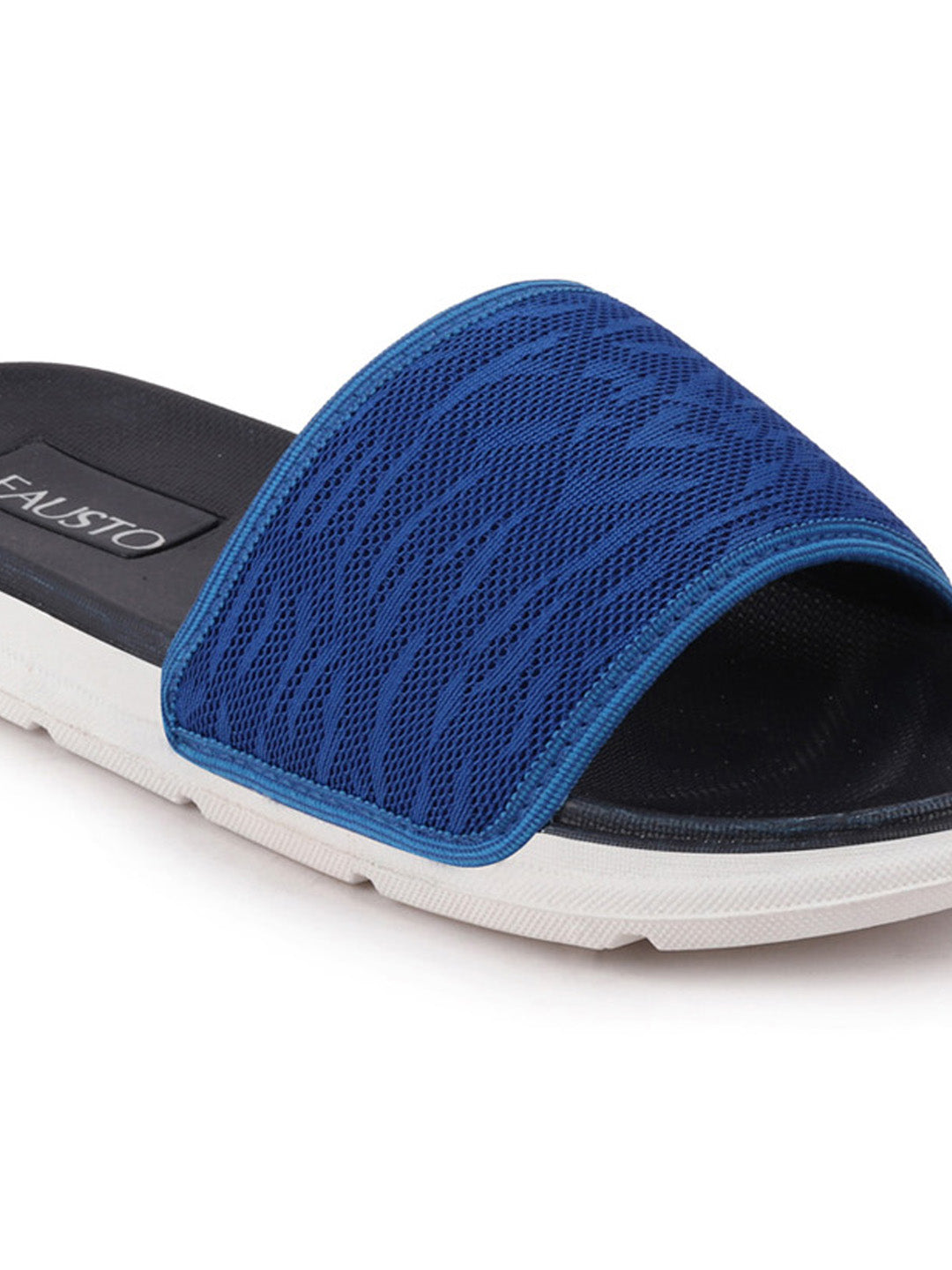 Royal blue slip-on slider flip-flops for men