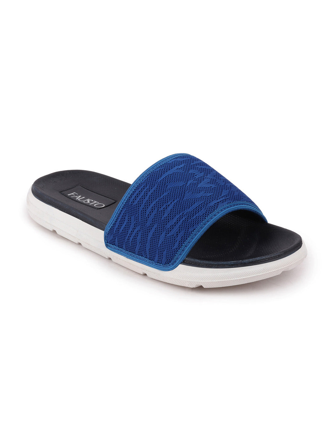 Royal blue slip-on slider flip-flops for men