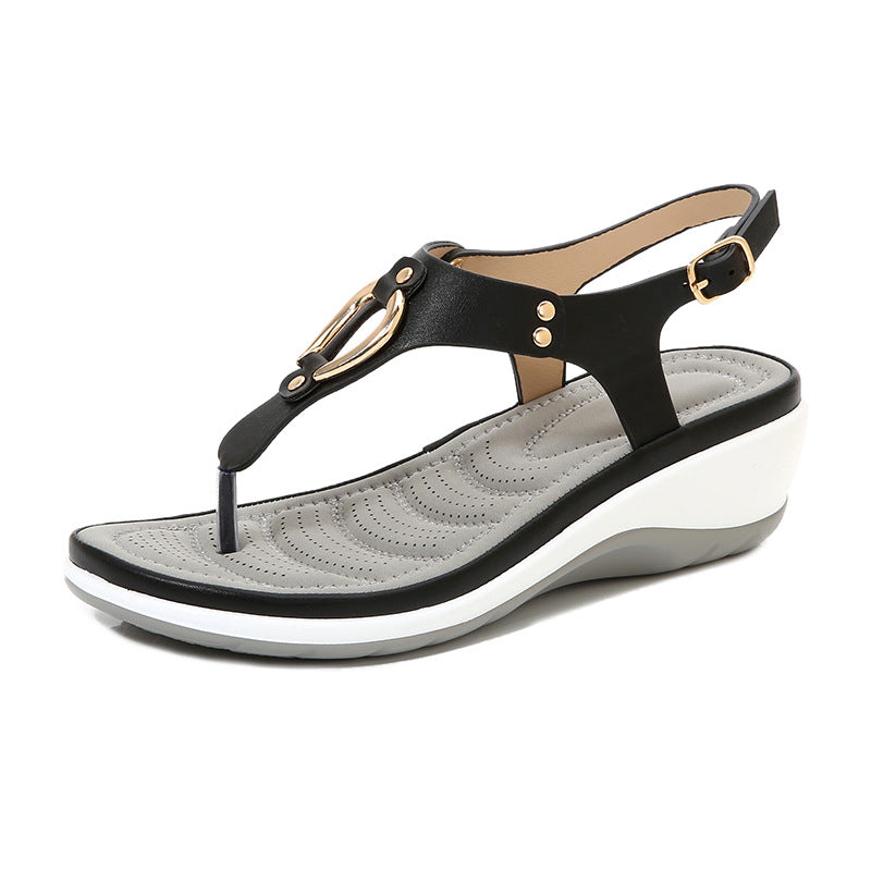 Rubber sole wedge sandals for women