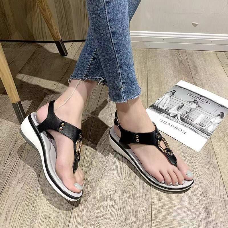 Rubber sole wedge sandals for women