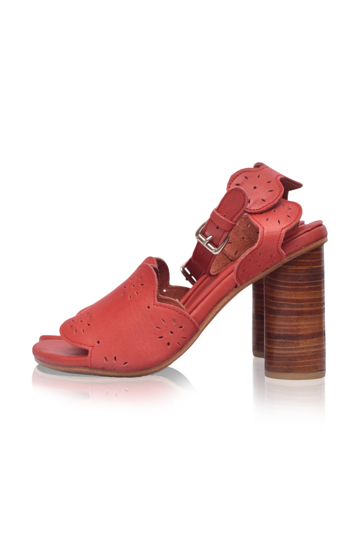 Sakura Leather Block Heel Sandals