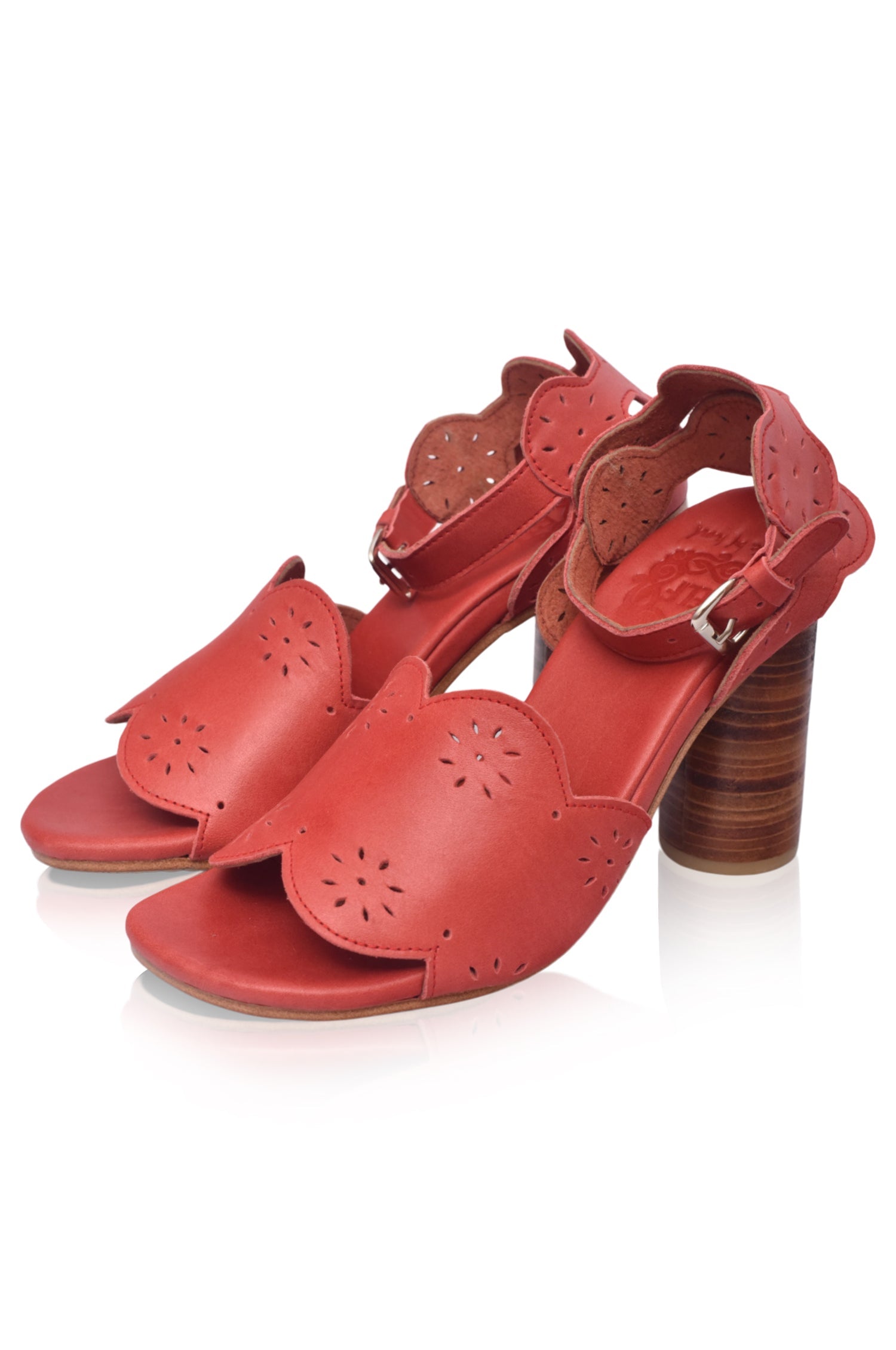 Sakura Leather Block Heel Sandals