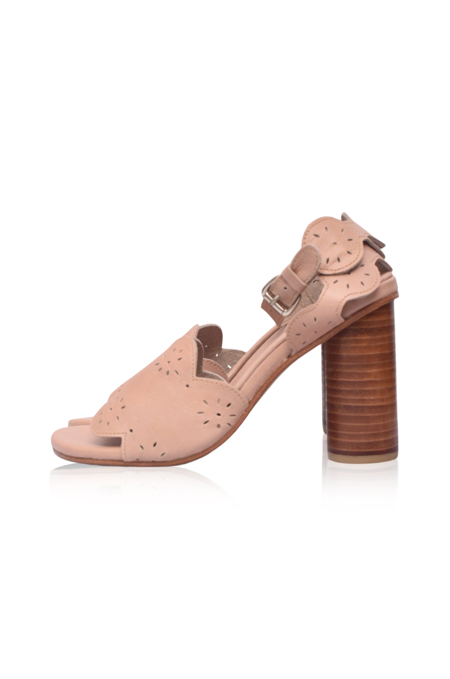 Sakura Leather Block Heel Sandals