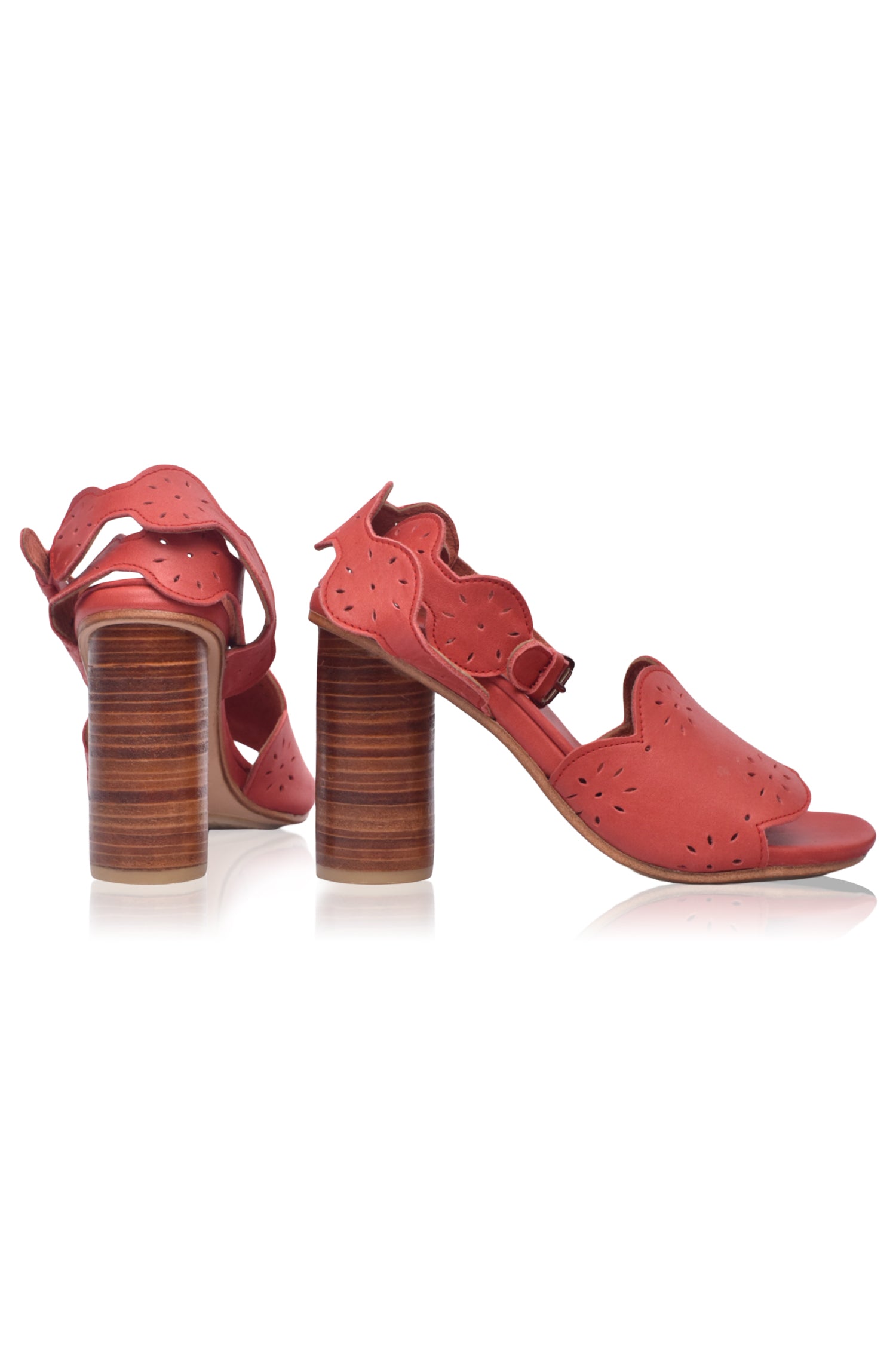 Sakura Leather Sandals with Block Heel