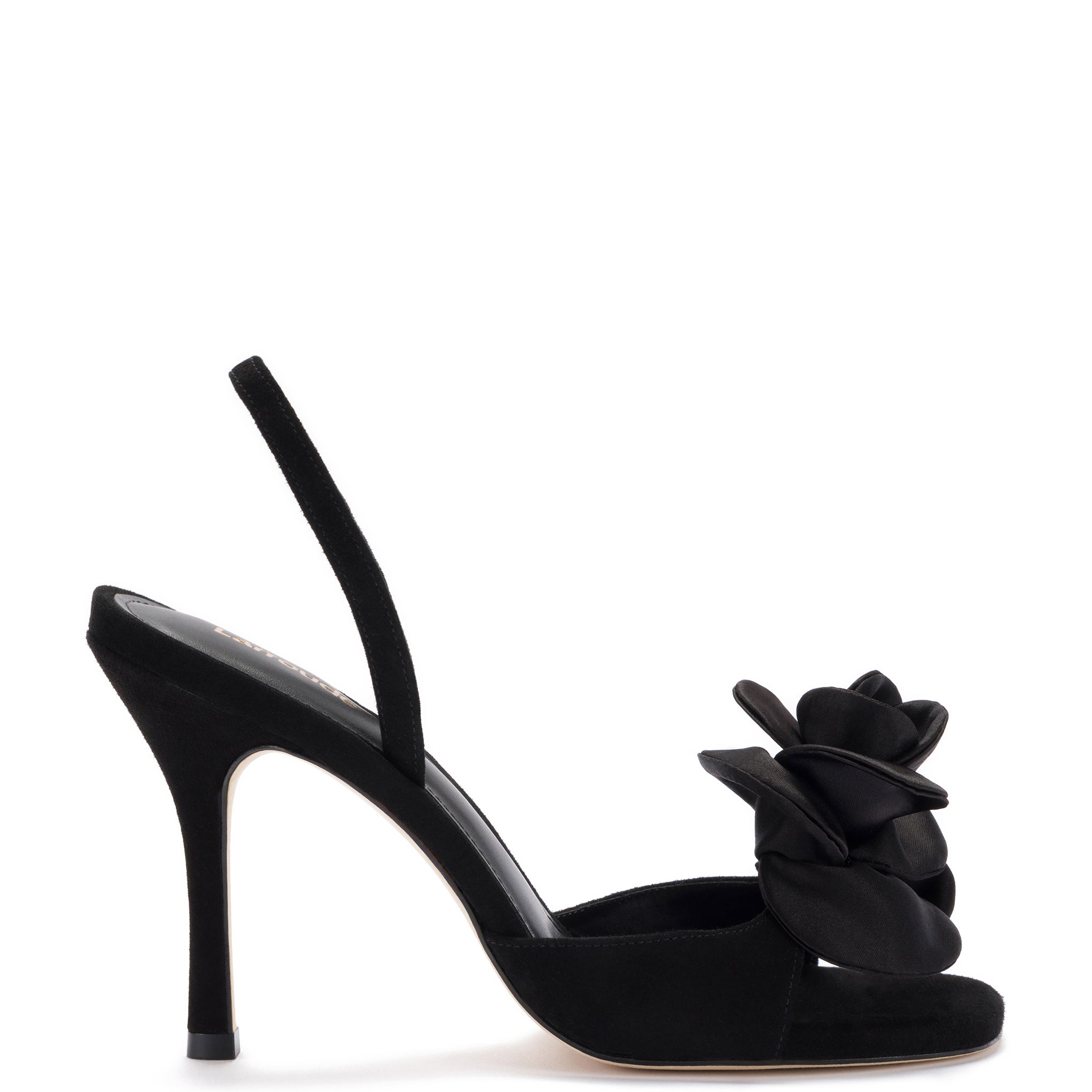 Salma Sandal Black Suede Satin