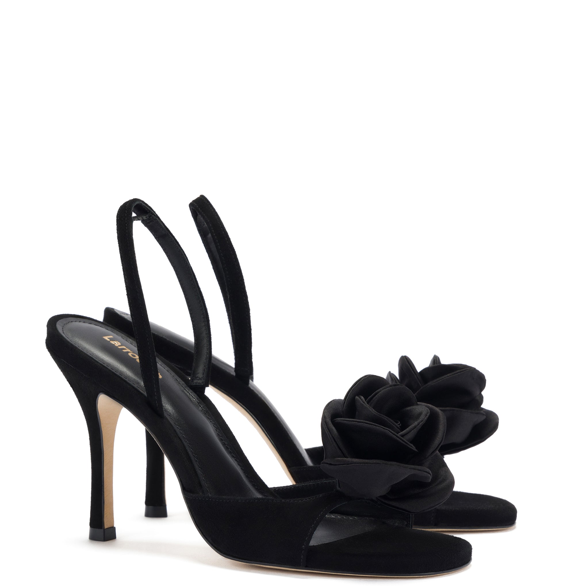 Salma Sandal Black Suede Satin