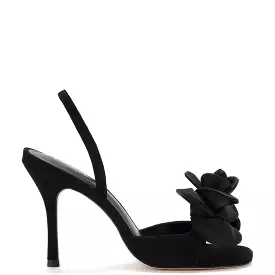 Salma Sandal Black Suede Satin