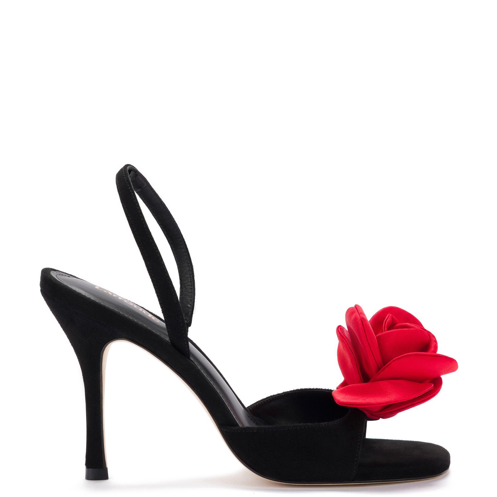 Salma Sandal - Black Suede - Scarlet Satin - Shop Now