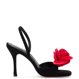 Salma Sandal - Black Suede - Scarlet Satin - Shop Now