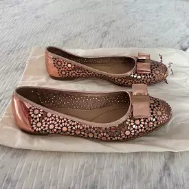 Salvatore Ferragamo Rose Gold Leather Flats