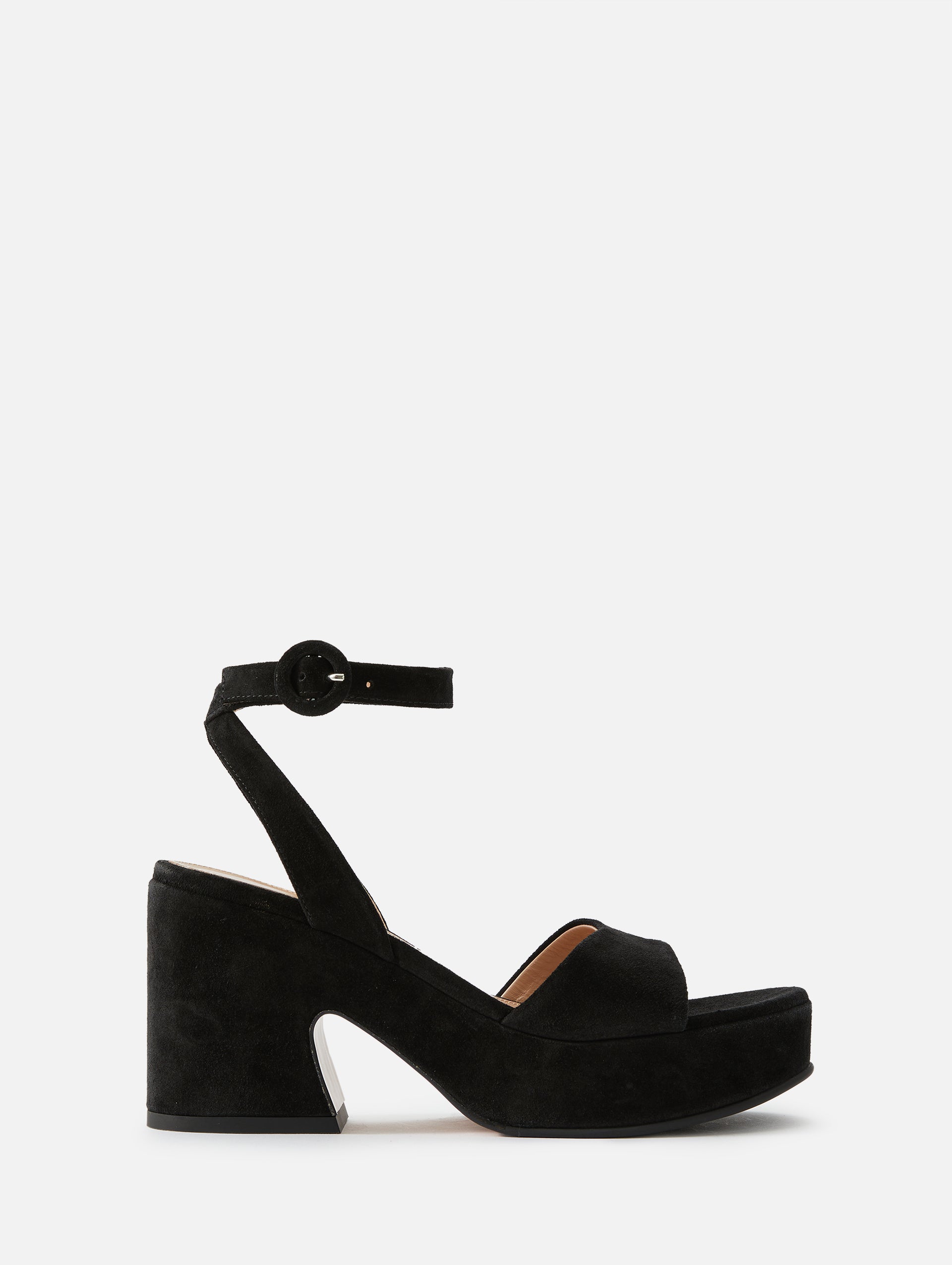 Sandal with suede heel