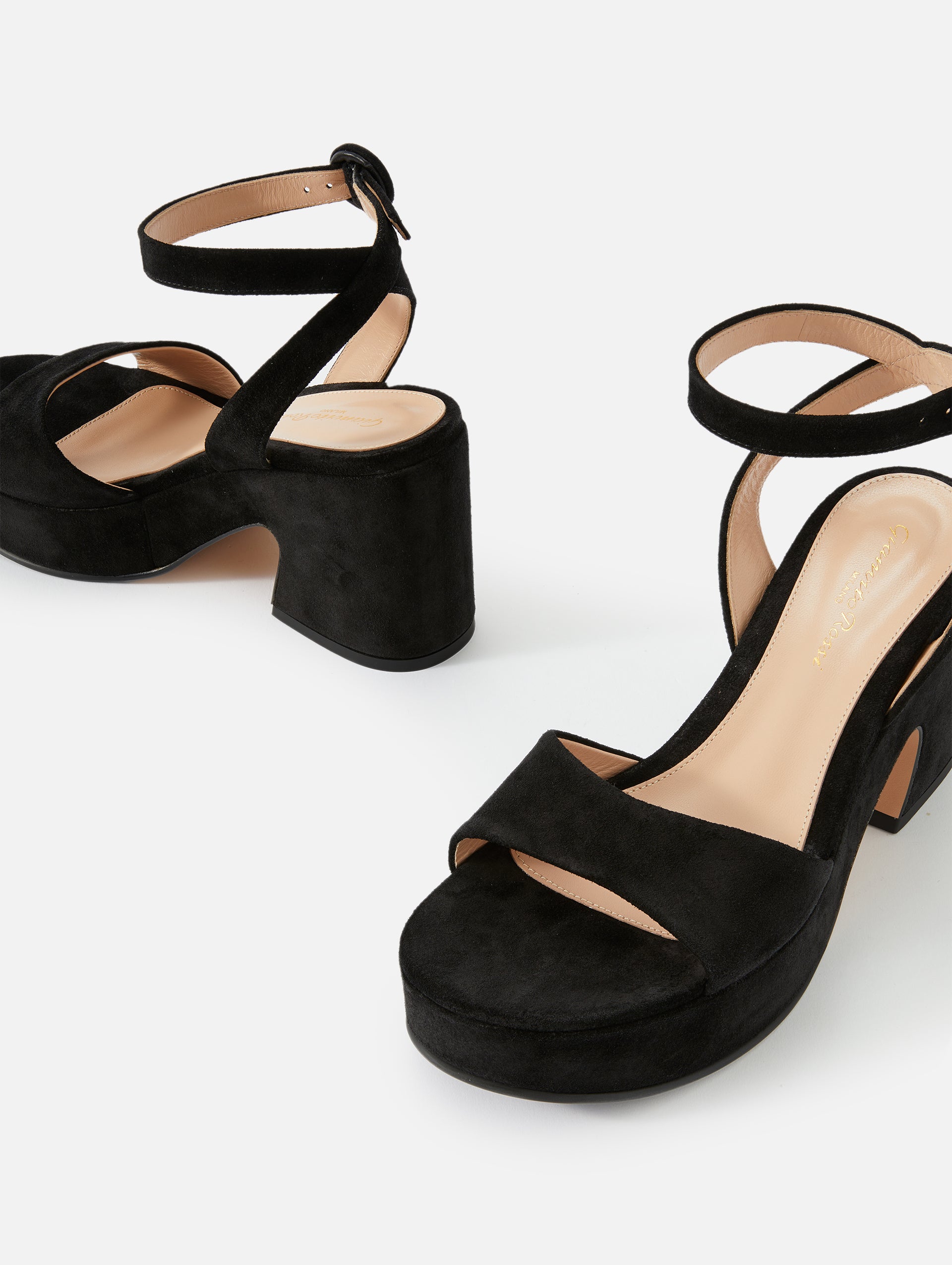 Sandal with suede heel