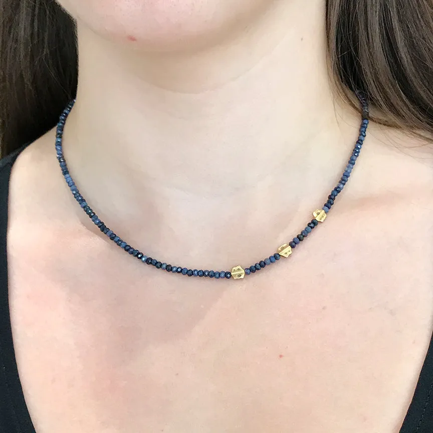 Sapphire Floral Beaded Necklace