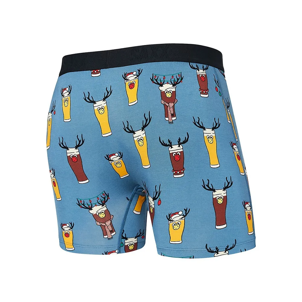 SAXX Underwear Ultra Soft Brewdolph Print Boxer Briefs