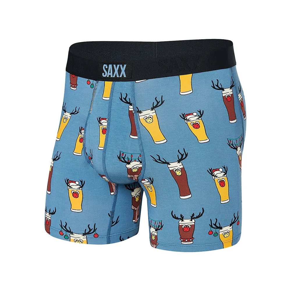 SAXX Underwear Ultra Soft Brewdolph Print Boxer Briefs