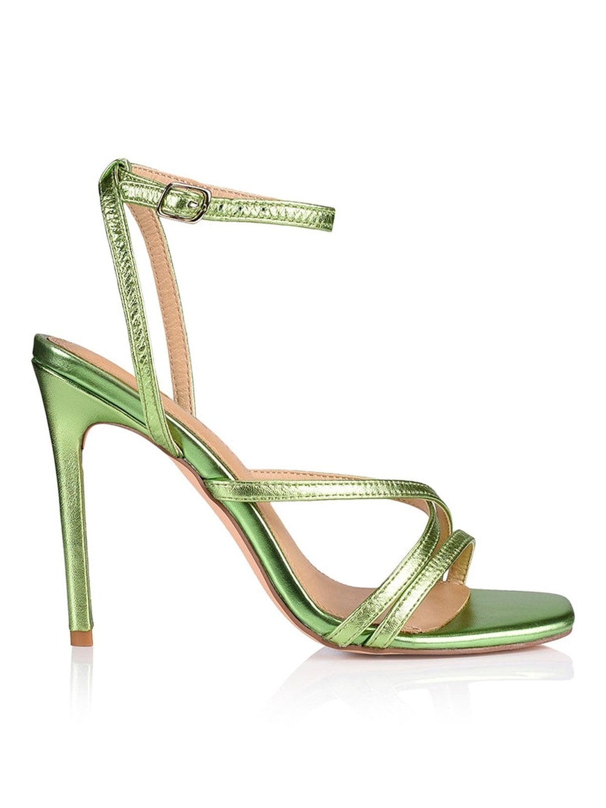 SEO optimized result: Lime Green Metallic Dagger Stiletto Heels