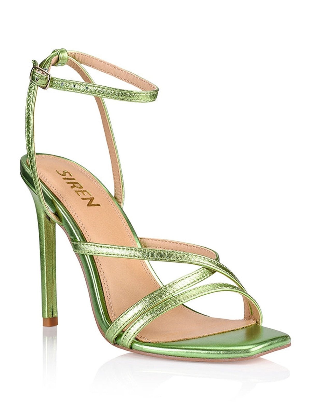 SEO optimized result: Lime Green Metallic Dagger Stiletto Heels