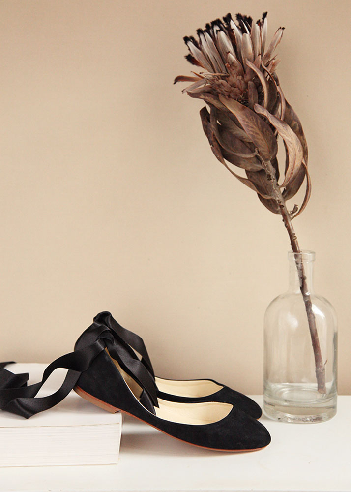 Sienna Black Nubuck Ballet Flats - Shop Now!