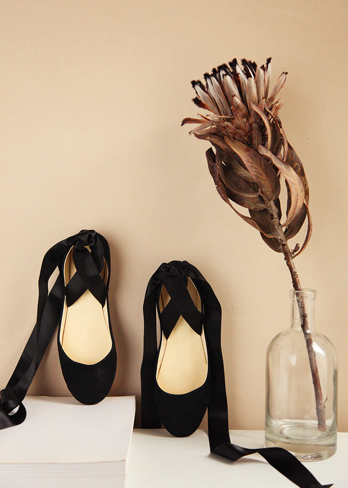 Sienna Black Nubuck Ballet Flats - Shop Now!