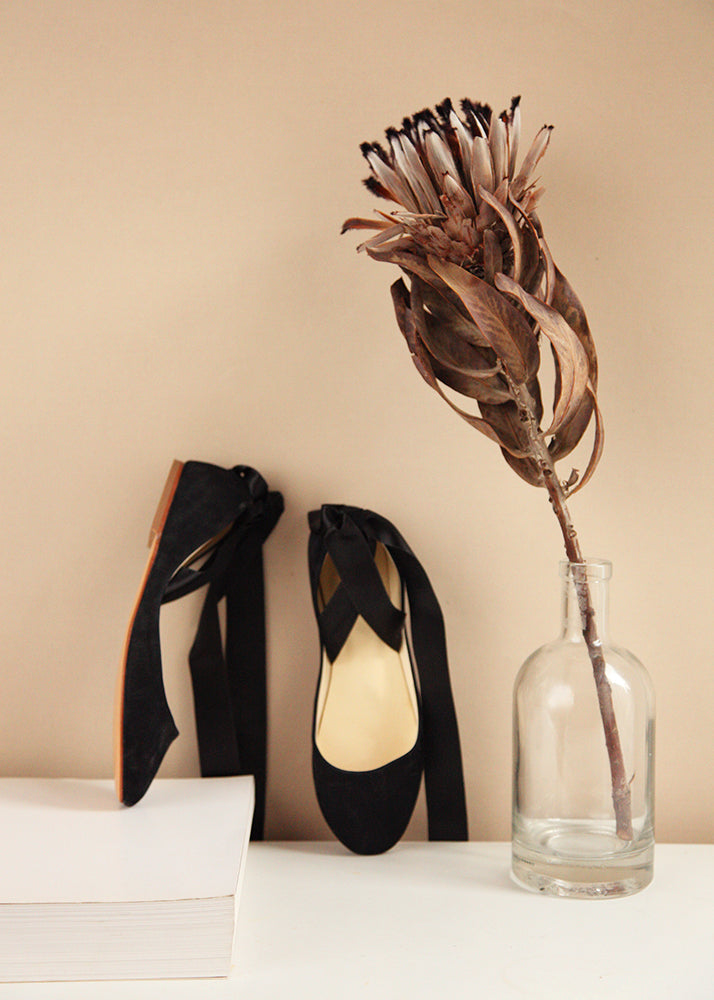 Sienna Black Nubuck Ballet Flats - Shop Now!