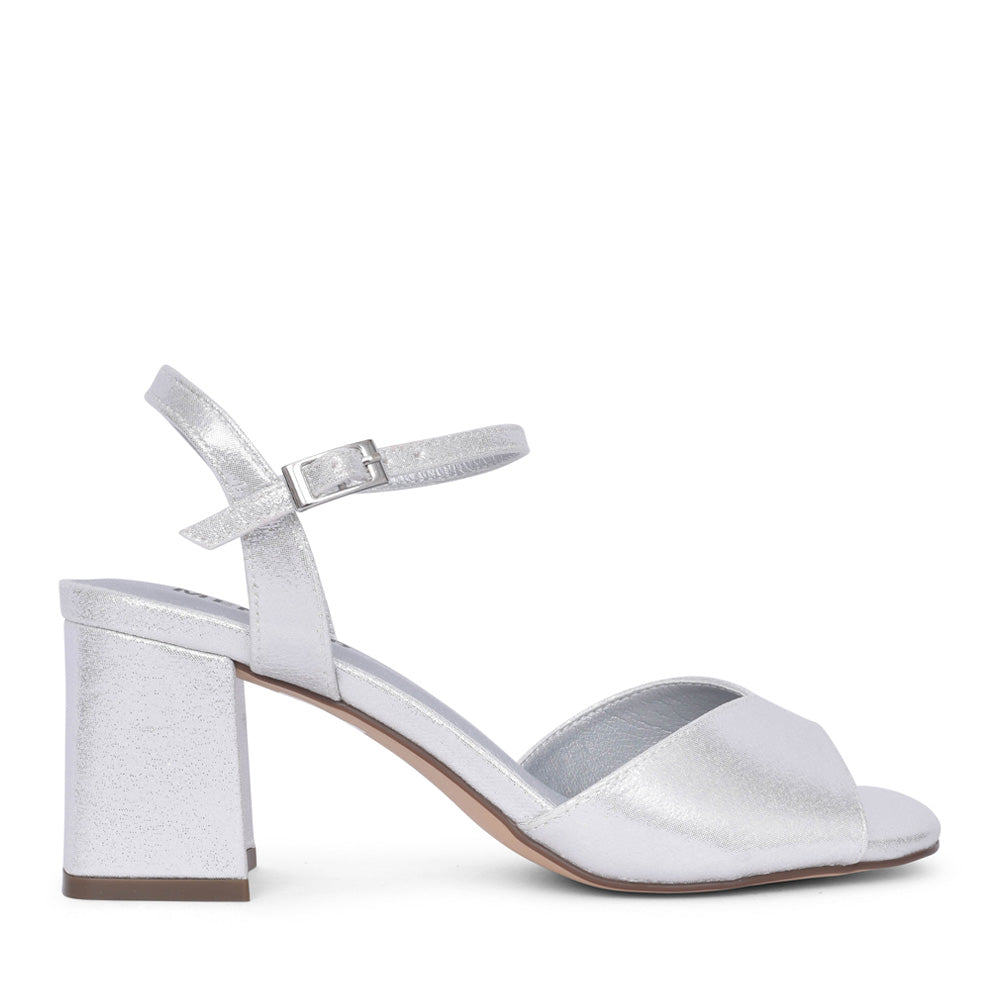 Silver block heel sandals from Menbur.