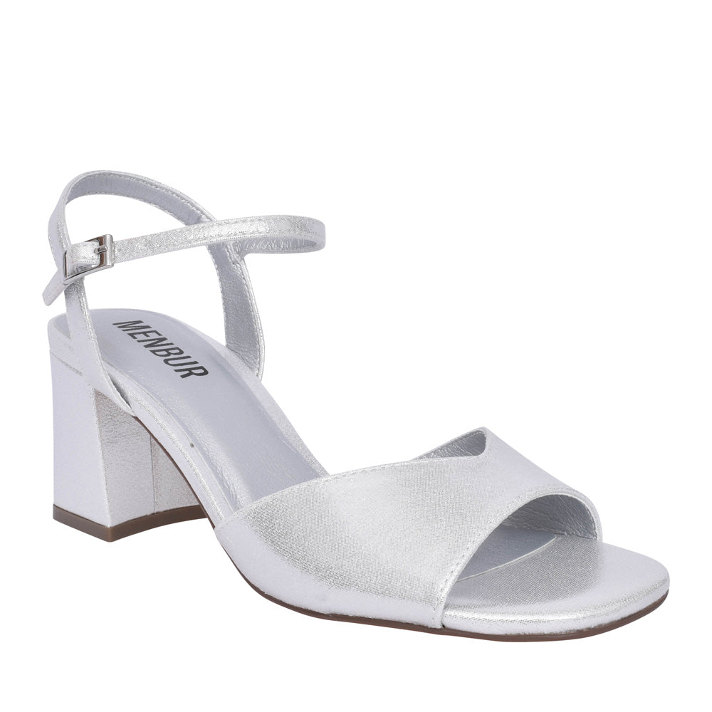 Silver block heel sandals from Menbur.