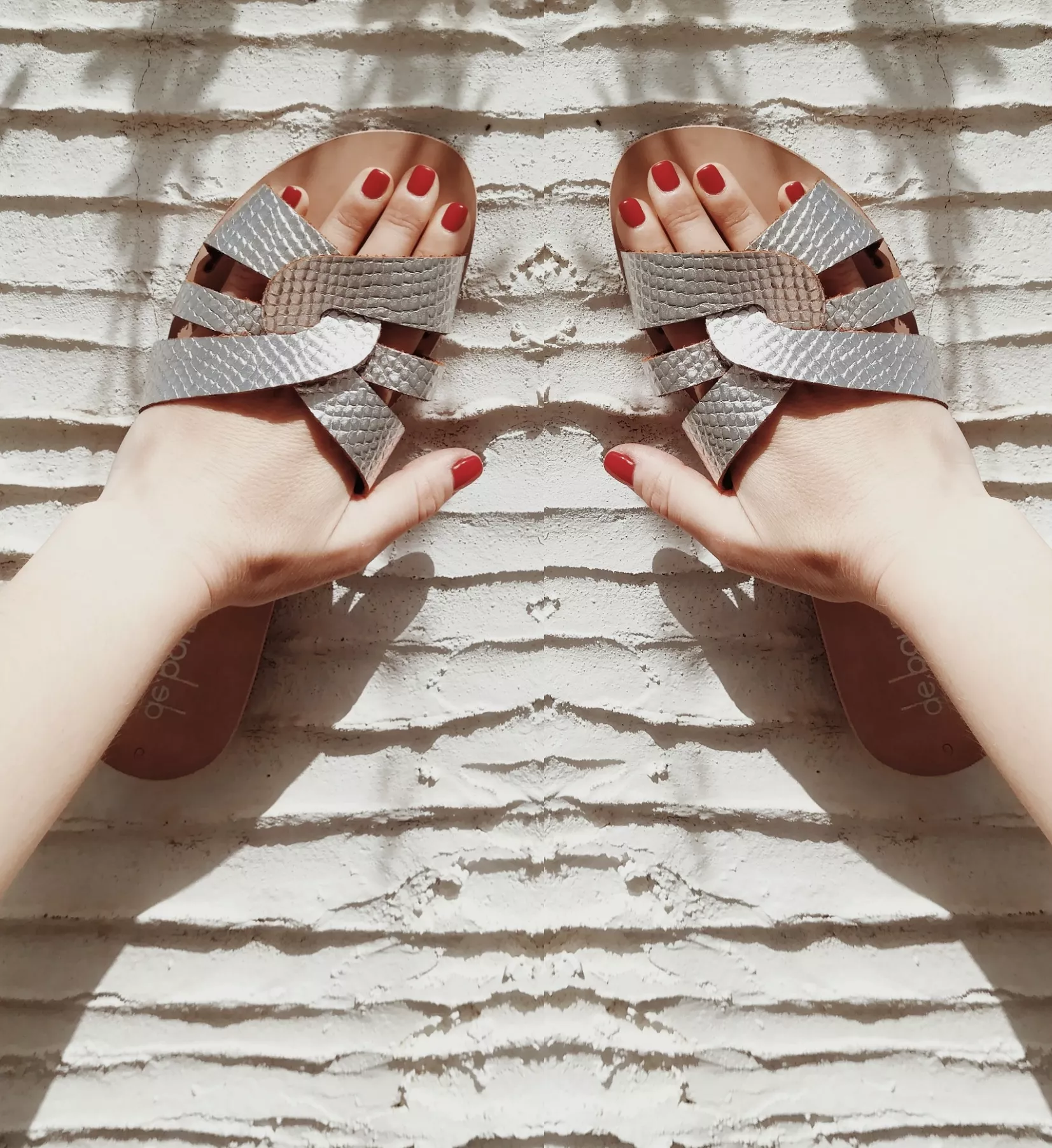 Silver flat slipper sandal by EKAVI