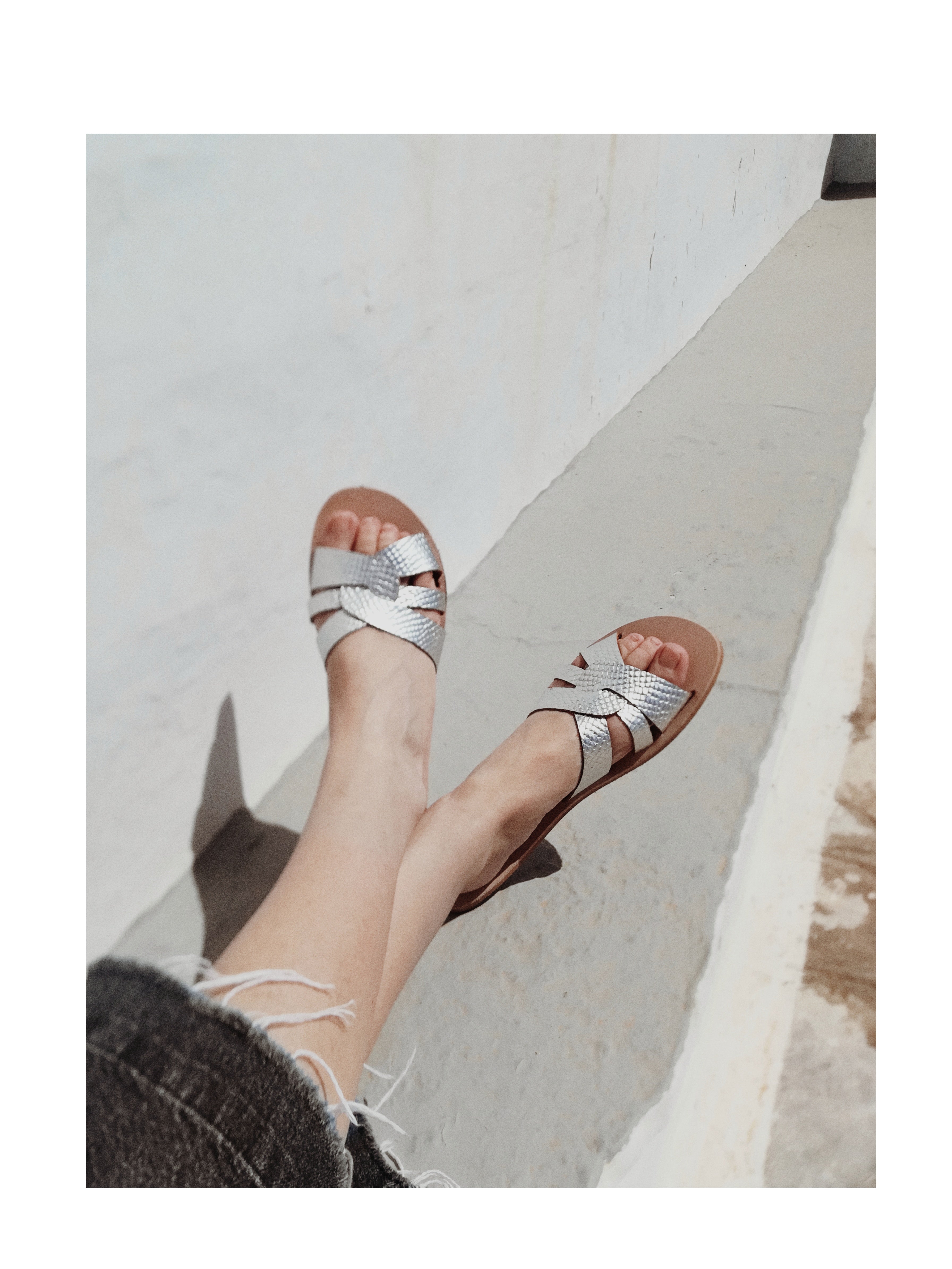 Silver Flat Slipper Sandal - EKAVI