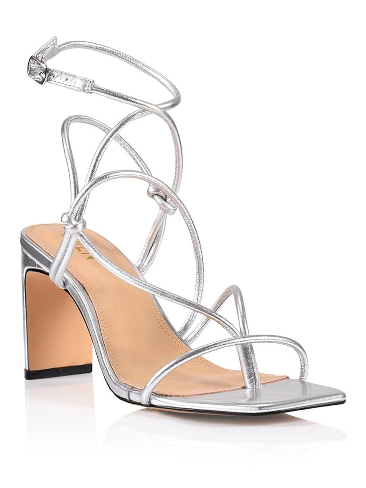 Silver Leather Kilby Block Heel Sandals