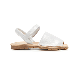 Silver Shimmer Leather Sandals-Sale