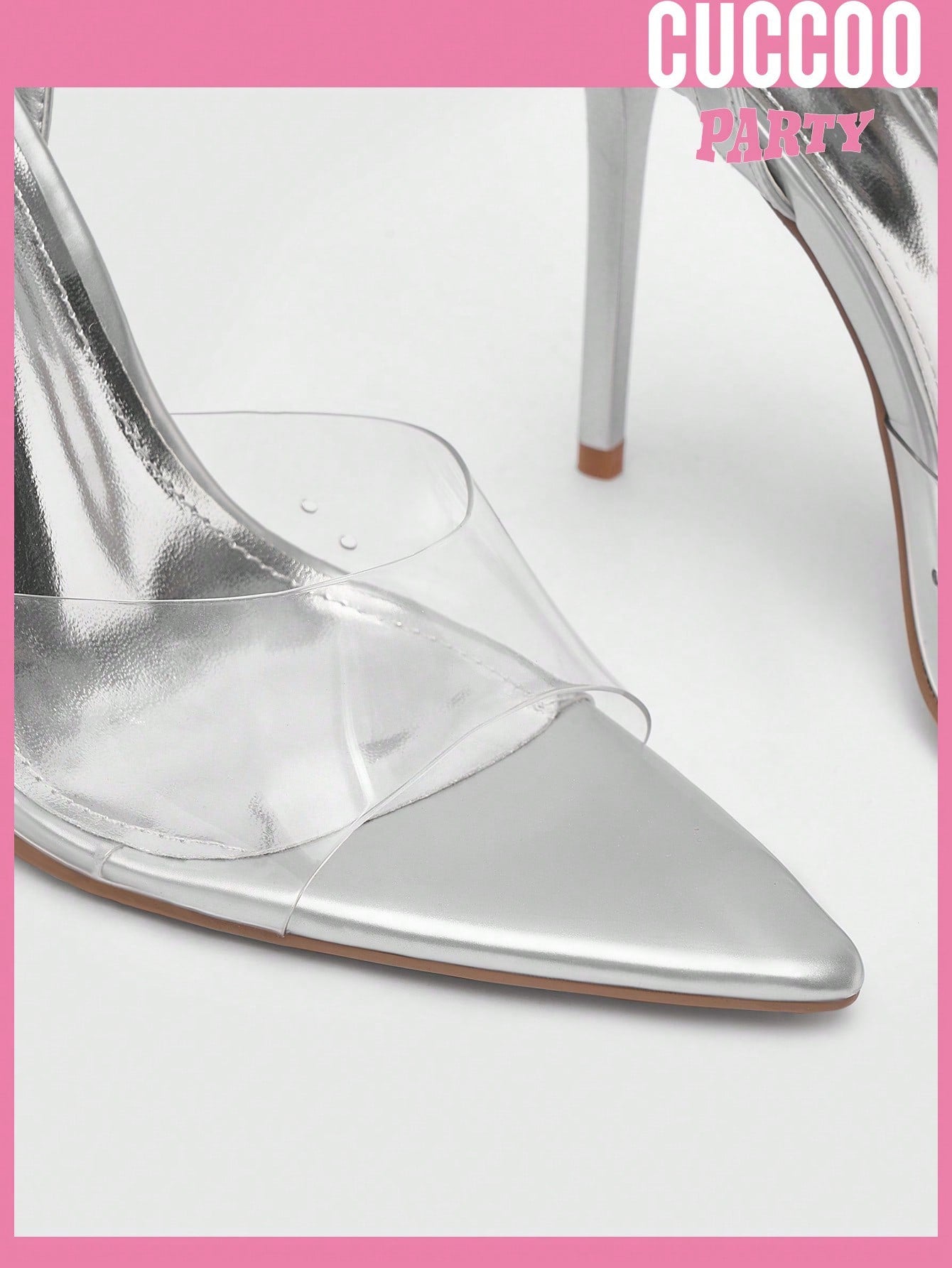 Silver Transparent PVC Sandals for Valentine's Day Wedding, Spring and Summer Prom