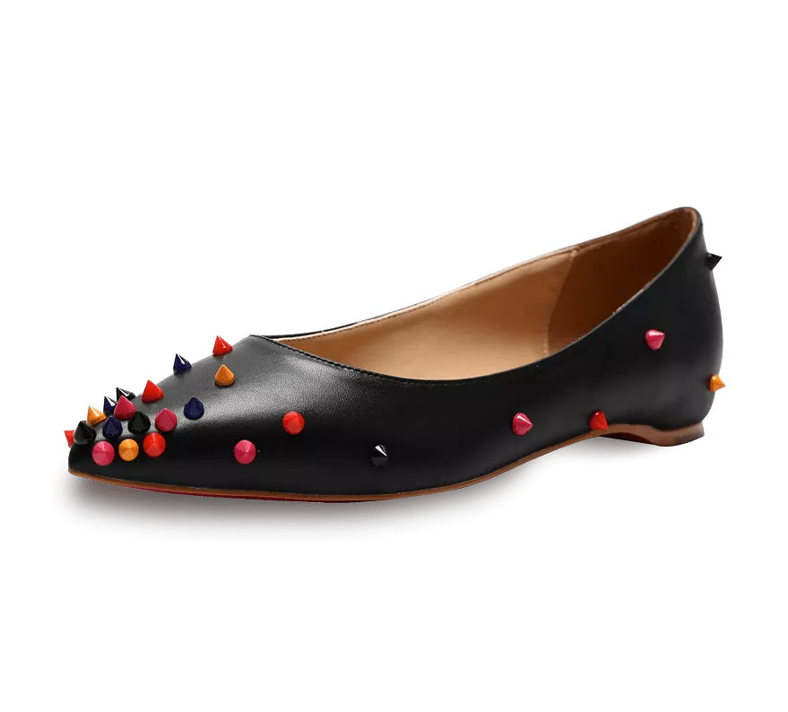 Skittle Adorned Leather Flats