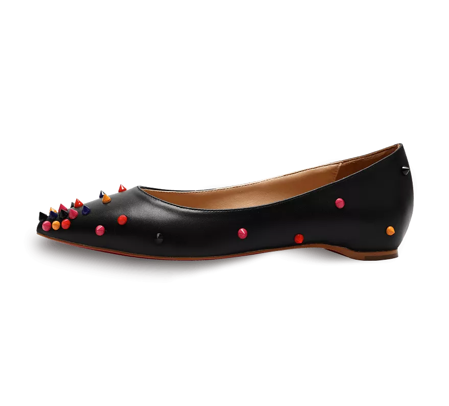 Skittle Adorned Leather Flats