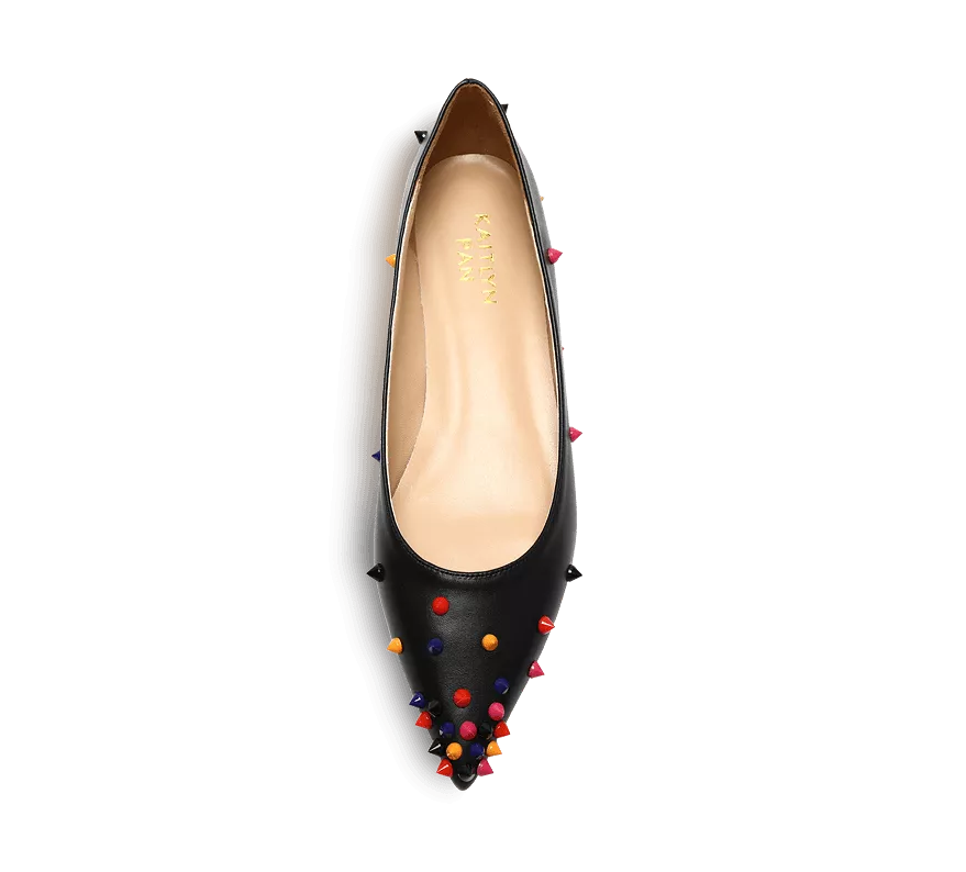 Skittle Adorned Leather Flats