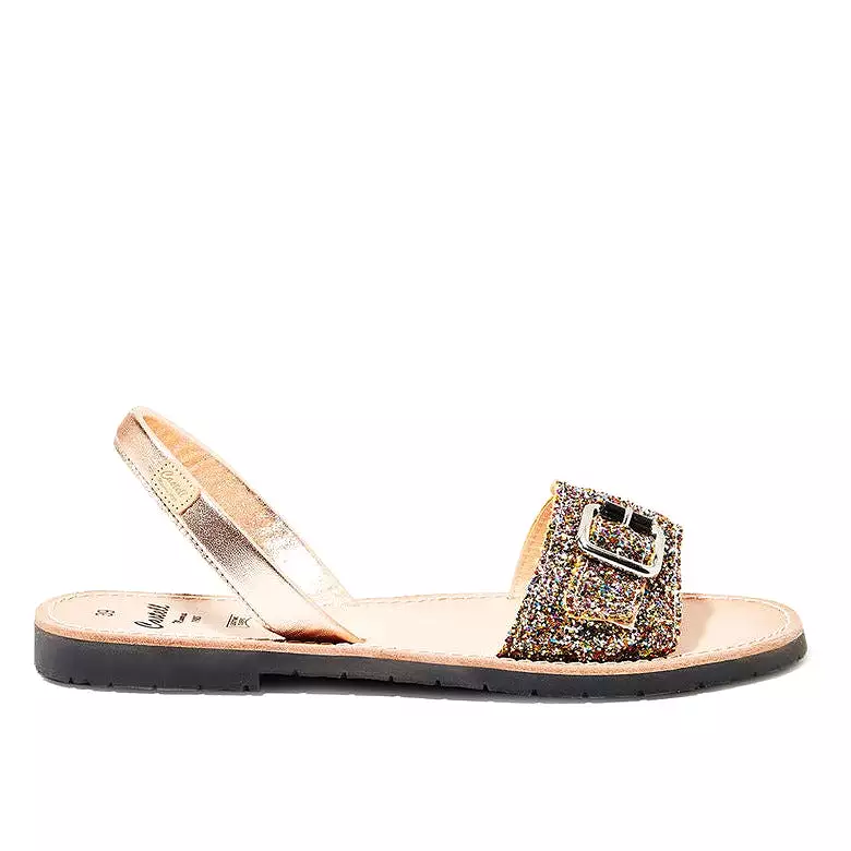 Sparkling Leather Women's Open Toe Menorcan Sandal - A 1550