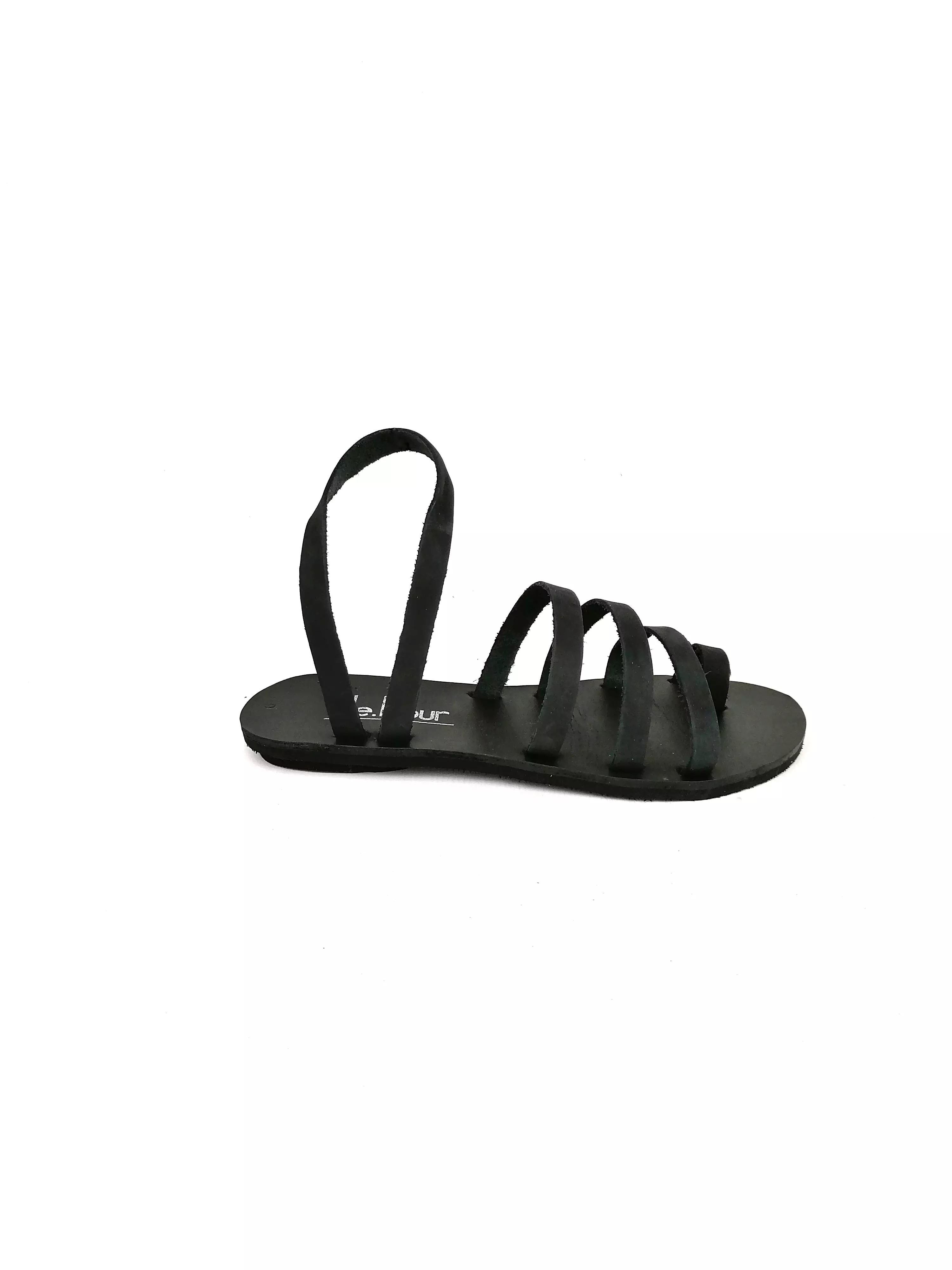 Spiral flat black sandals