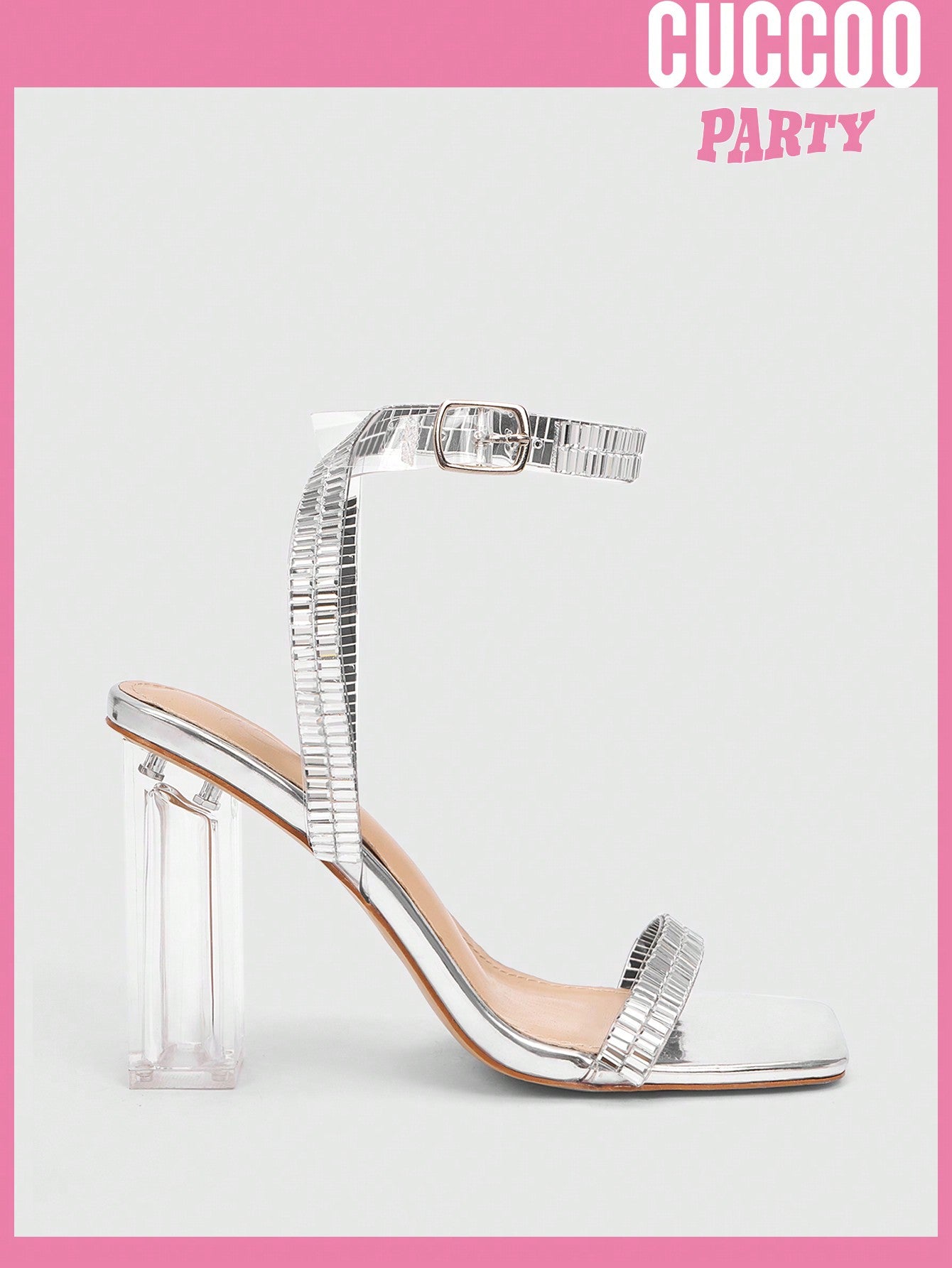 Square Toe Clear High Heel Sandals with Rhinestone Embellishment - Fashionable Women's Shoes for Spring and Summer Prom