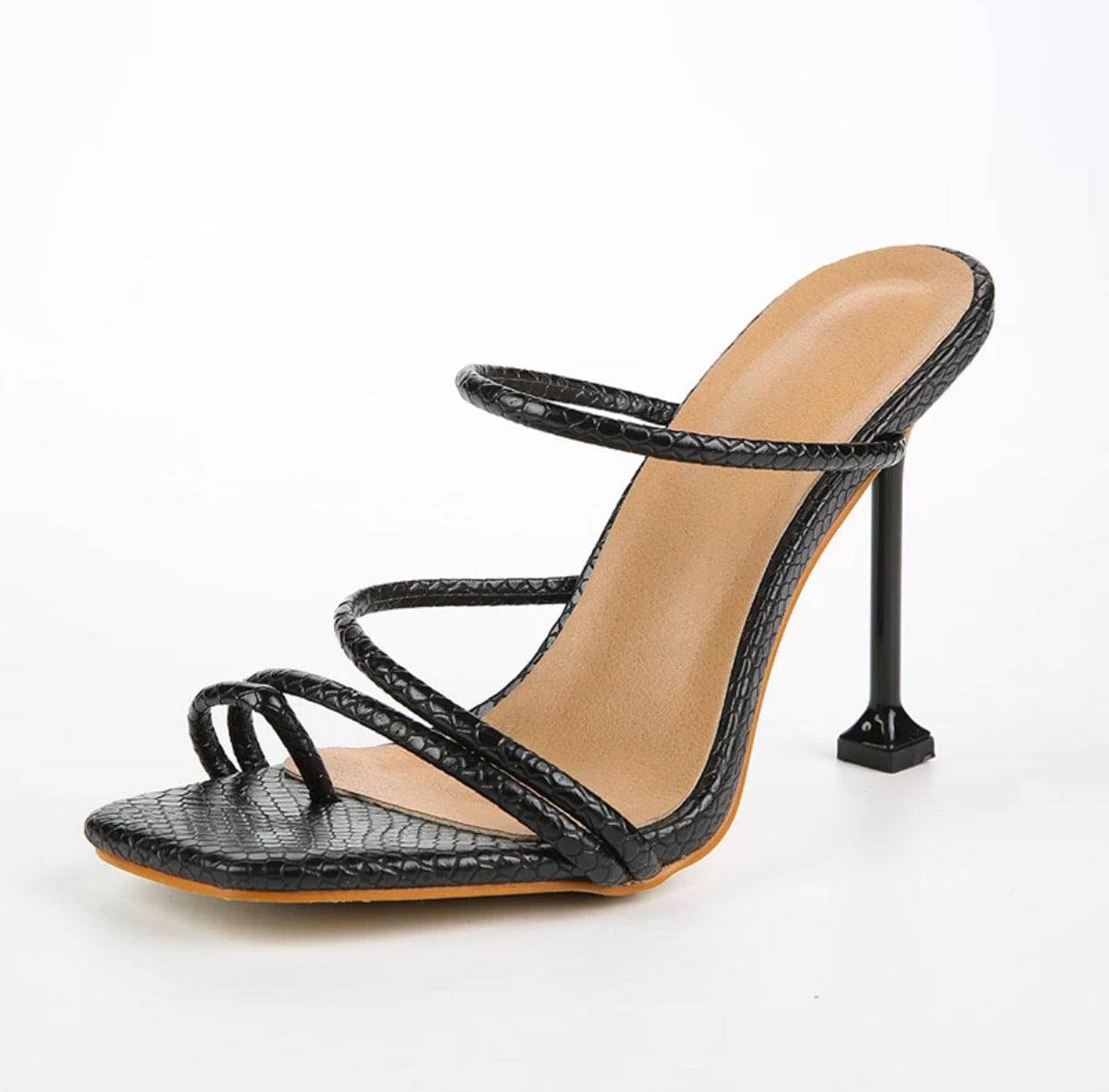 Square Toe Heeled Sandals with Straps.