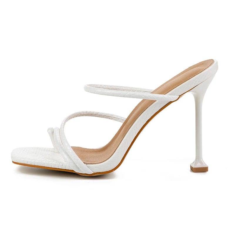 Square Toe Heeled Sandals with Straps.