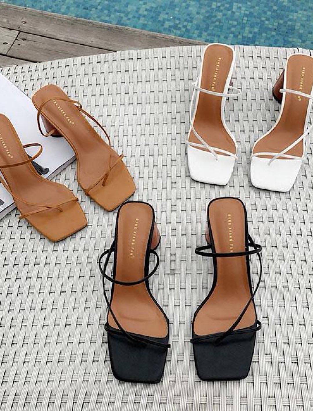 Square Toe Strappy Sandals with High Heels